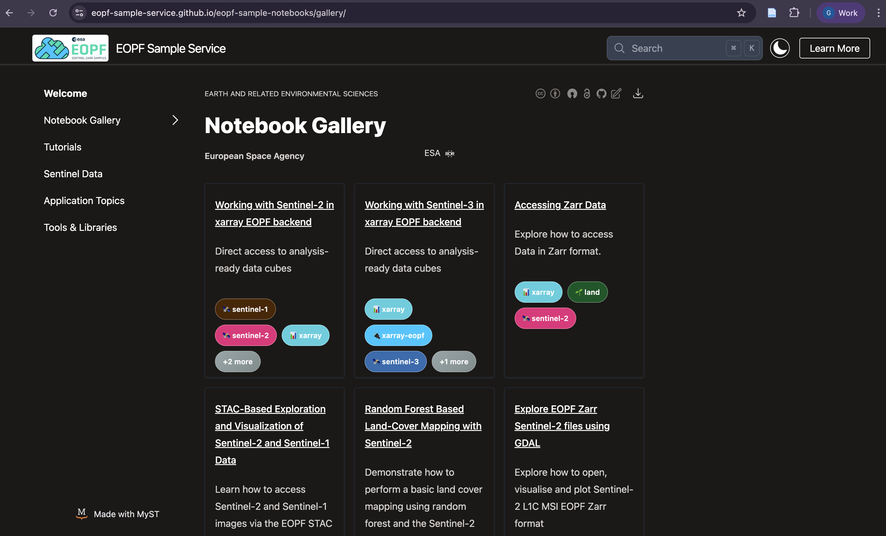 EOPF Sample Service Notebook Gallery